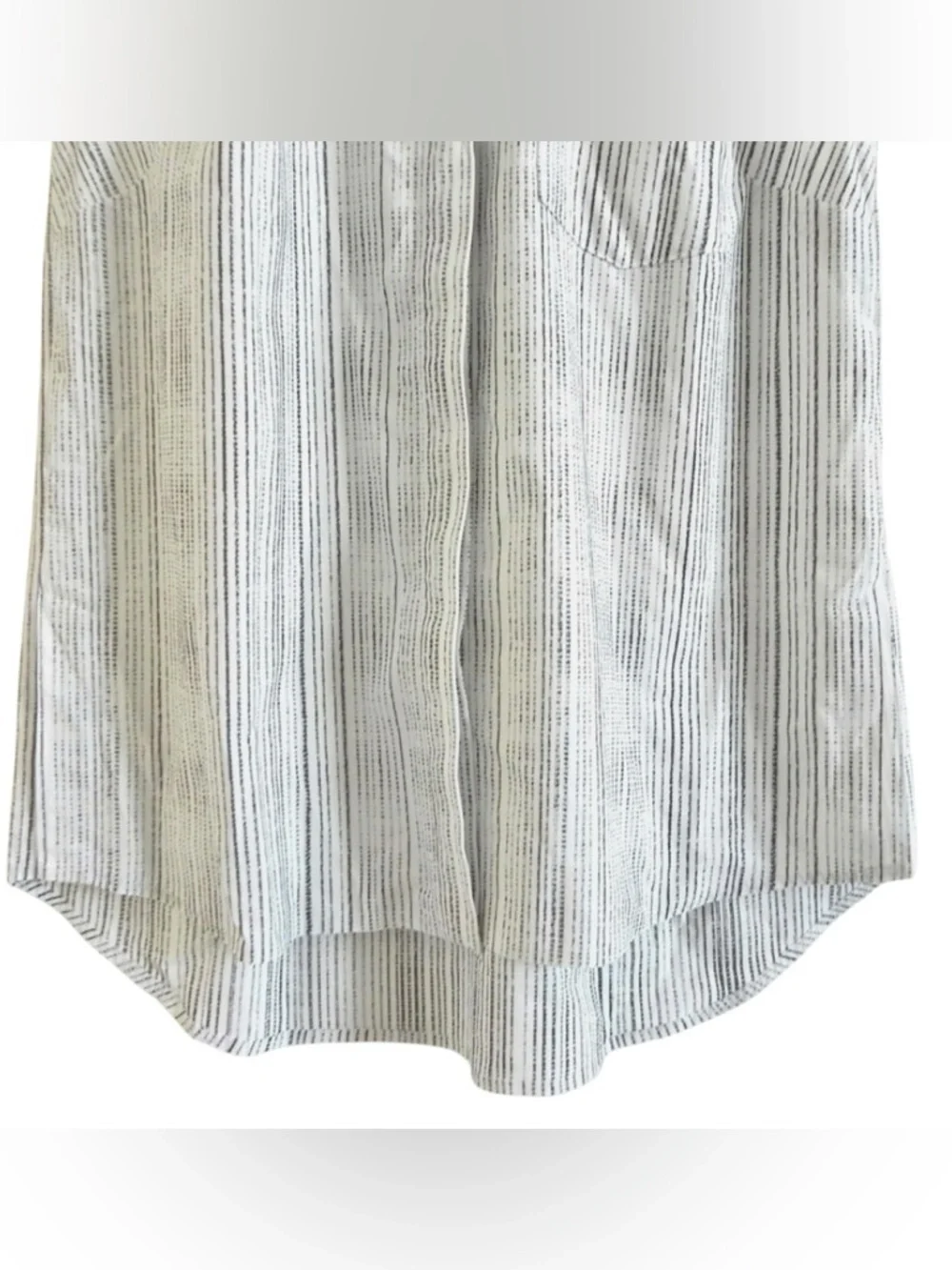 ATHLETA Urbanite II White & Grey Button Down Tank Top Striped Collared Hi-Low, M - Picture 7 of 9